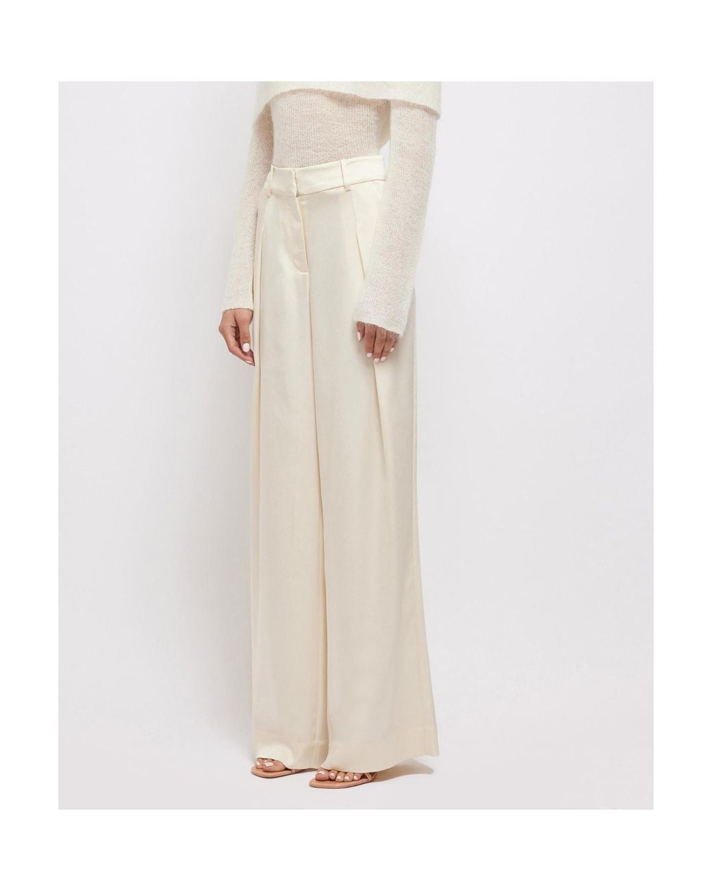Jonathan Simkhai White Mercer Satin Trousers