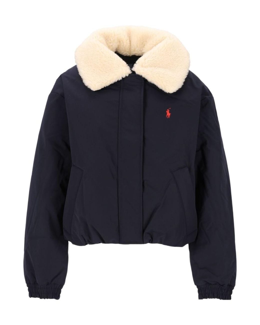 Polo Ralph Lauren Blue Padded Jacket With Fleece Collar