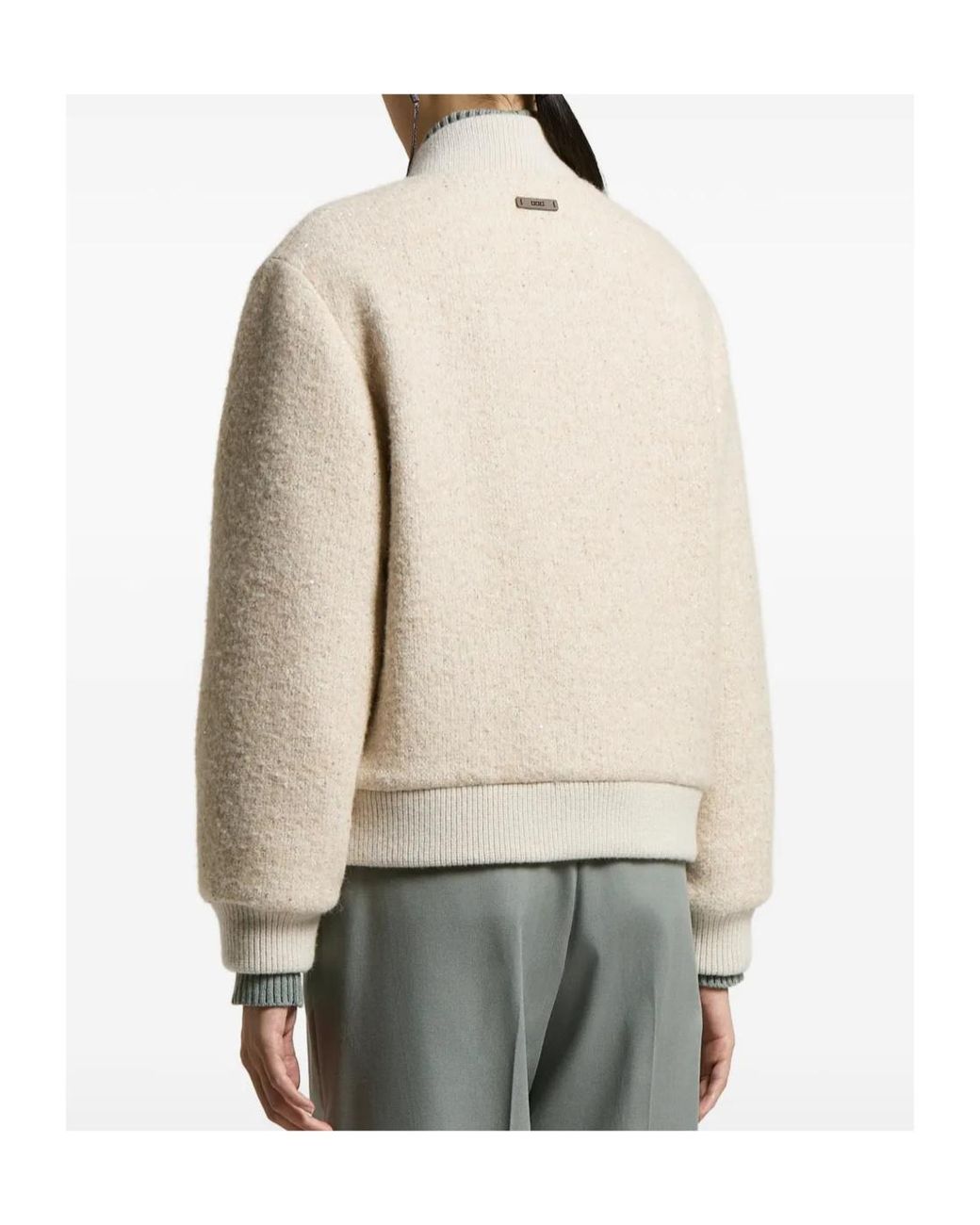 Peserico Natural Sequined Zip-Up Jacket
