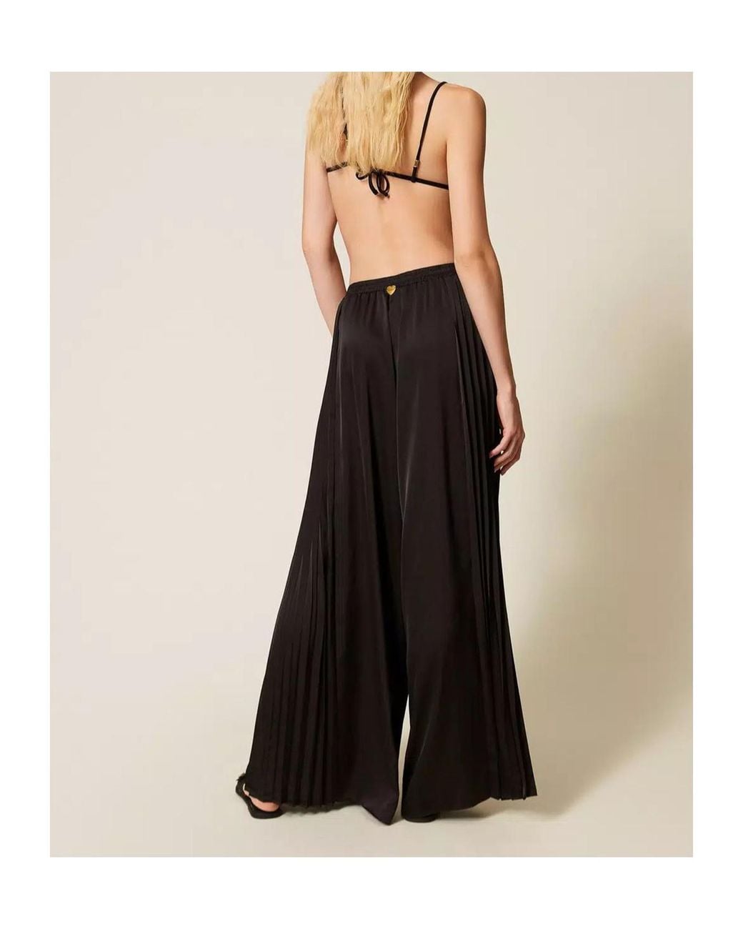 Twinset Brown Pleated Wide Leg Trousers