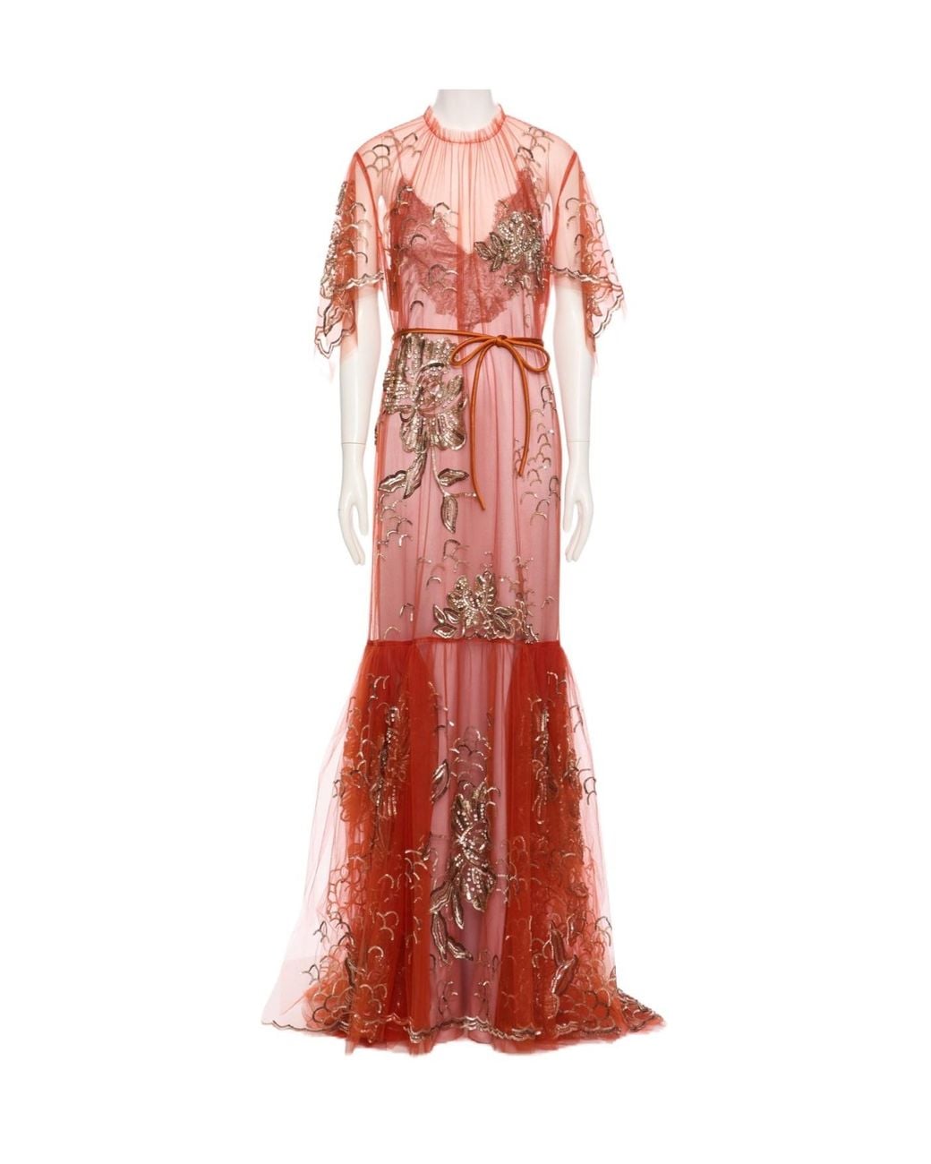 Valentino Red Short-Sleeved Dress