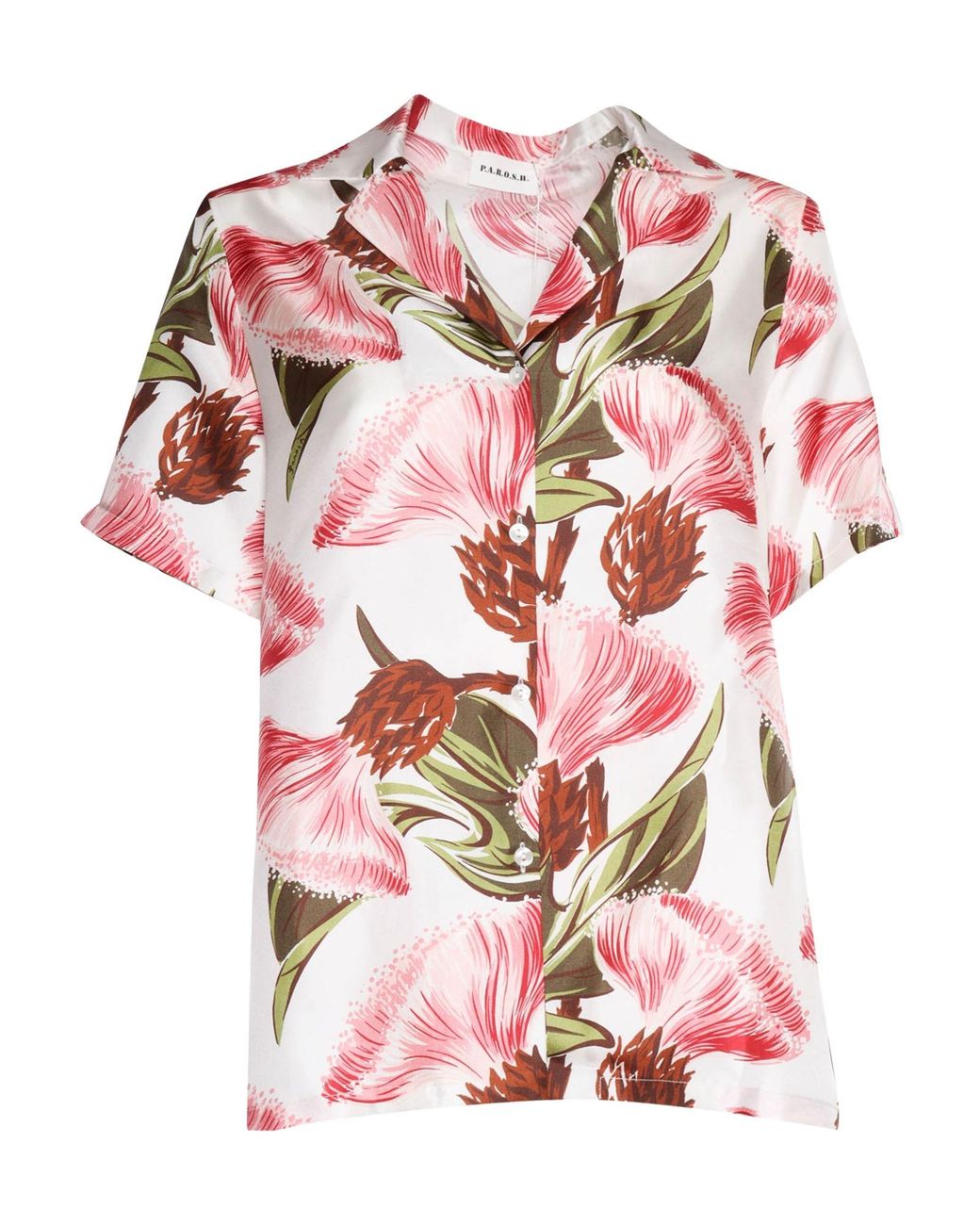 P.A.R.O.S.H. Pink P.A.R.O..H. Floral Print Short-Sleeved Shirt