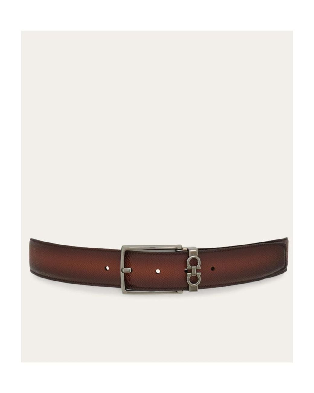 Ferragamo White Ferragamo Reversible Leather Belt for men