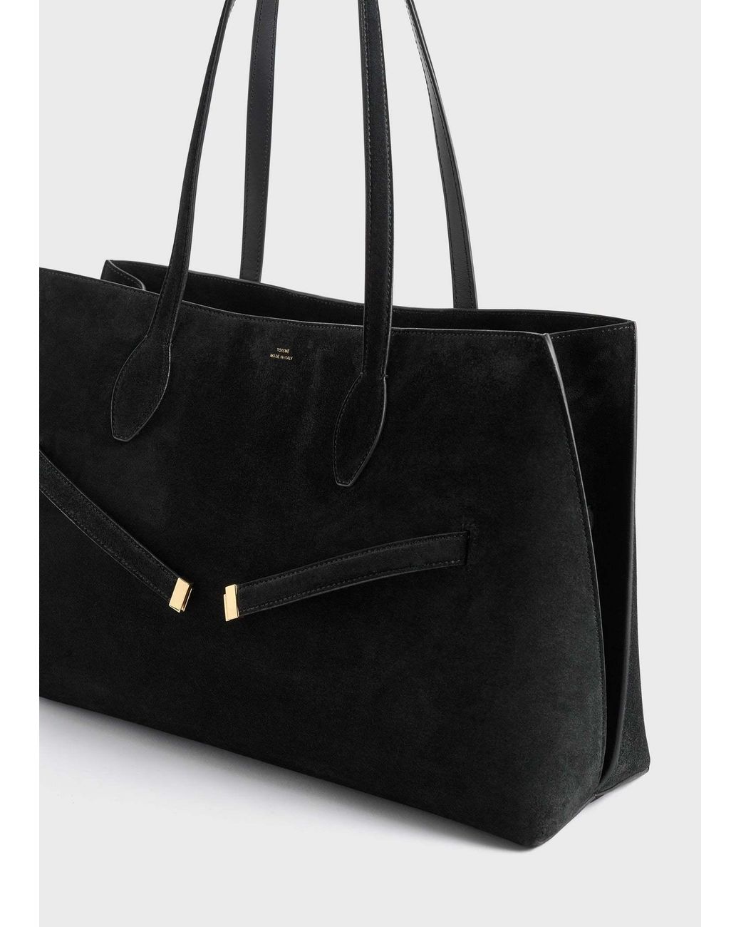 Totême Black Totême Logo Embossed Lounge Tote Bag