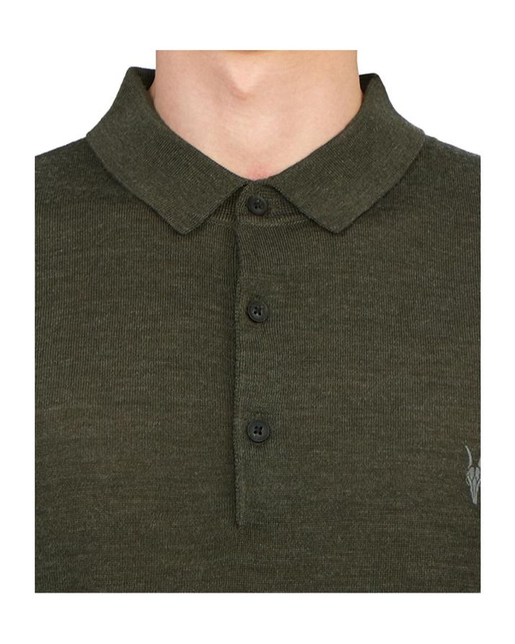 AllSaints Green Long-Sleeved Polo Shirt for men