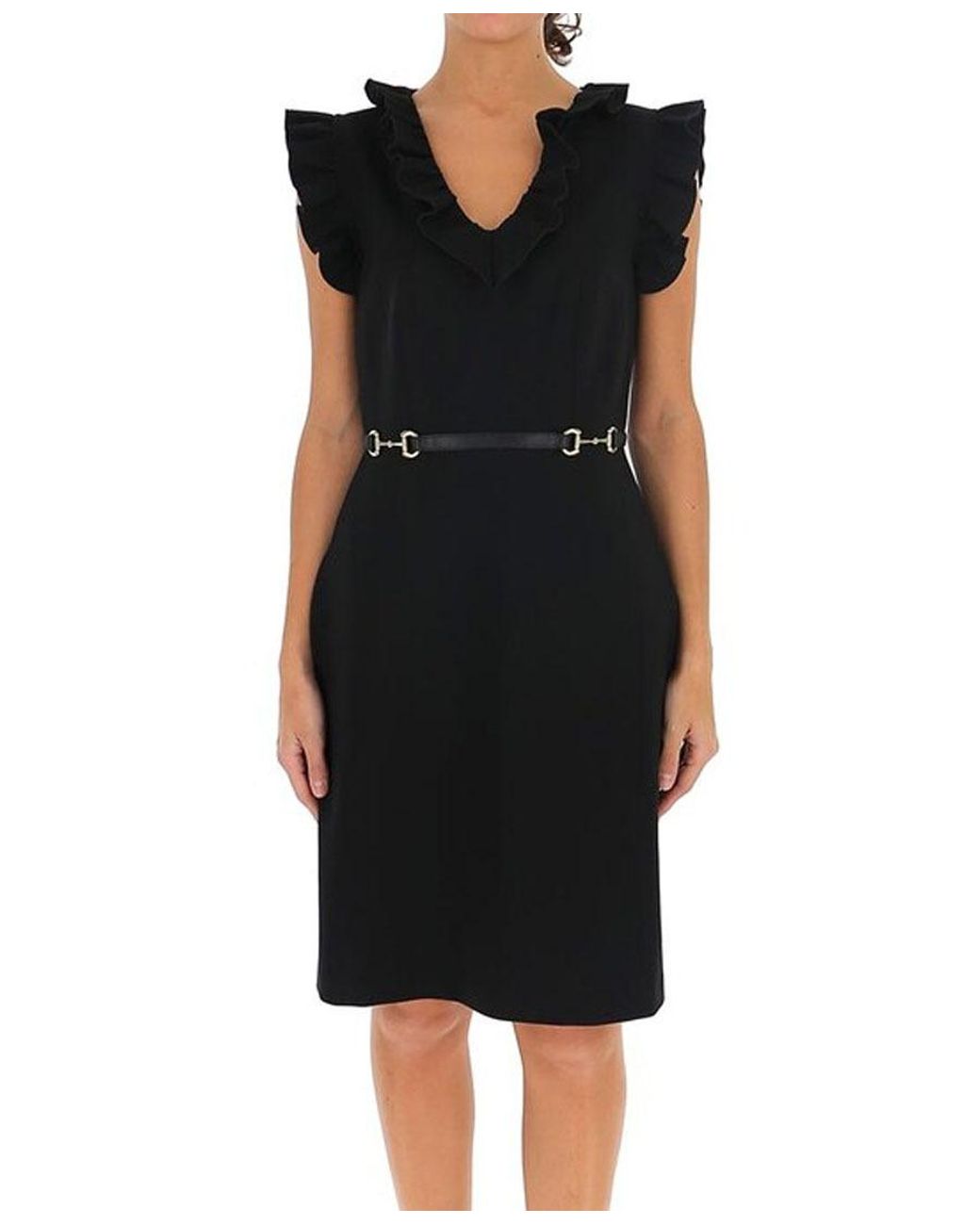 Gucci Black Ruffled Sleeveless Dress