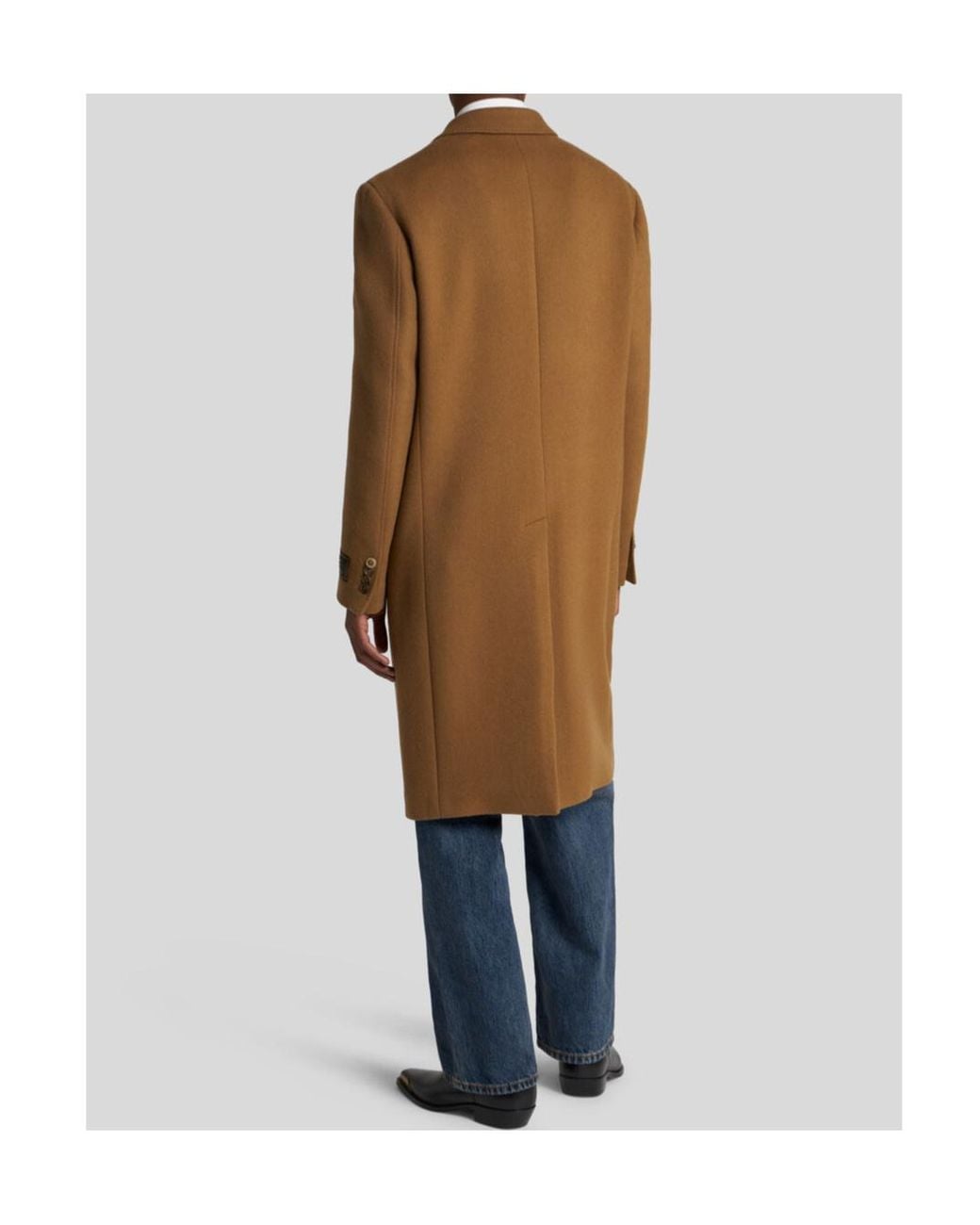 Etro Brown Double-Breasted Cashmere Coat for men