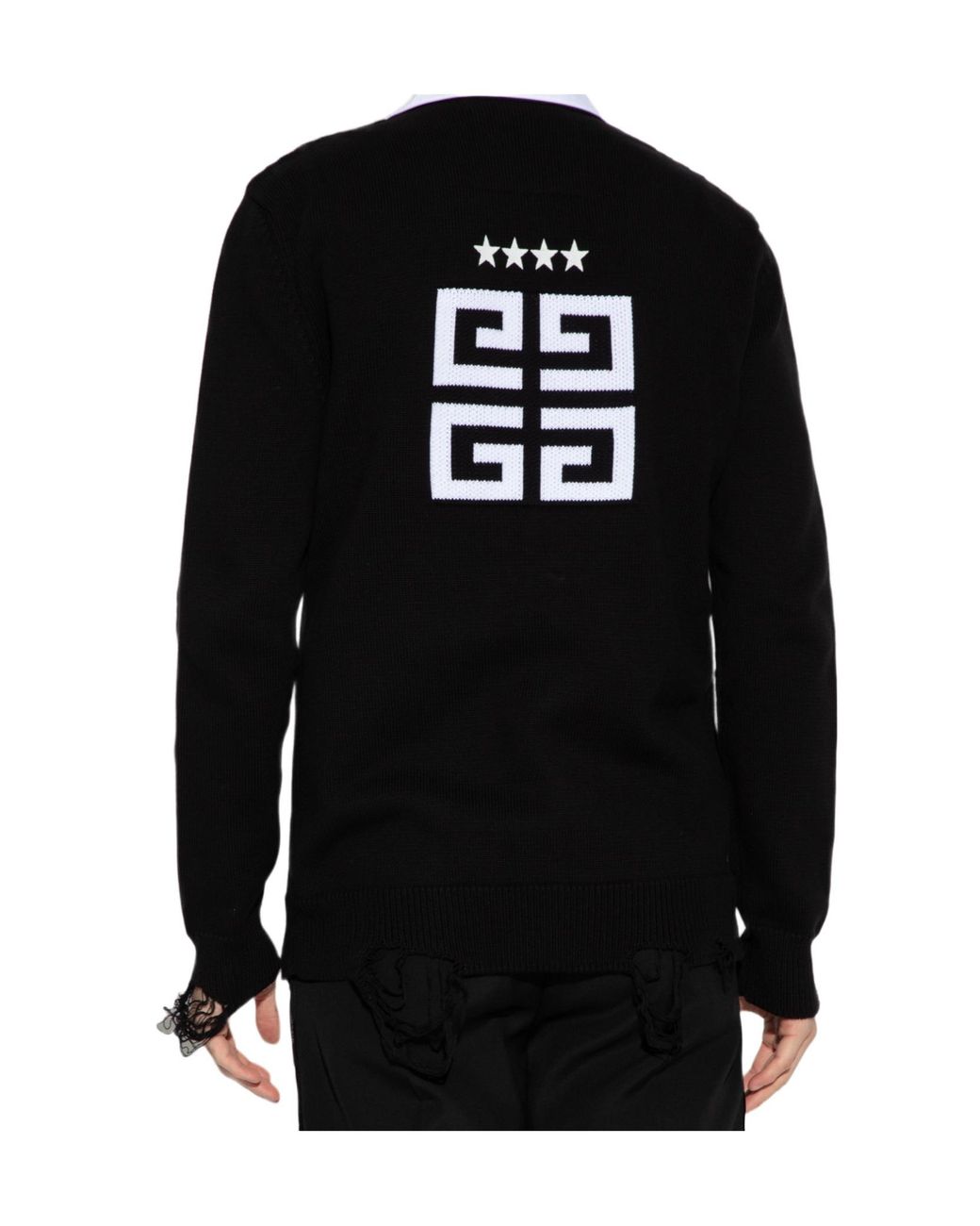 Givenchy Black Logo Embroidered V-Neck Buttoned Cardigan for men