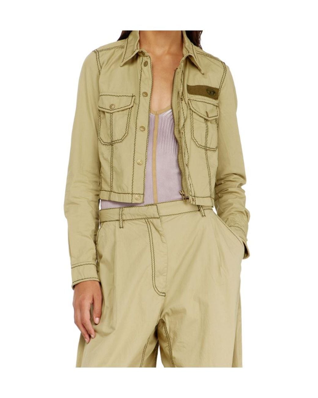DIESEL Natural G Roovy Logo Detailed Jacket