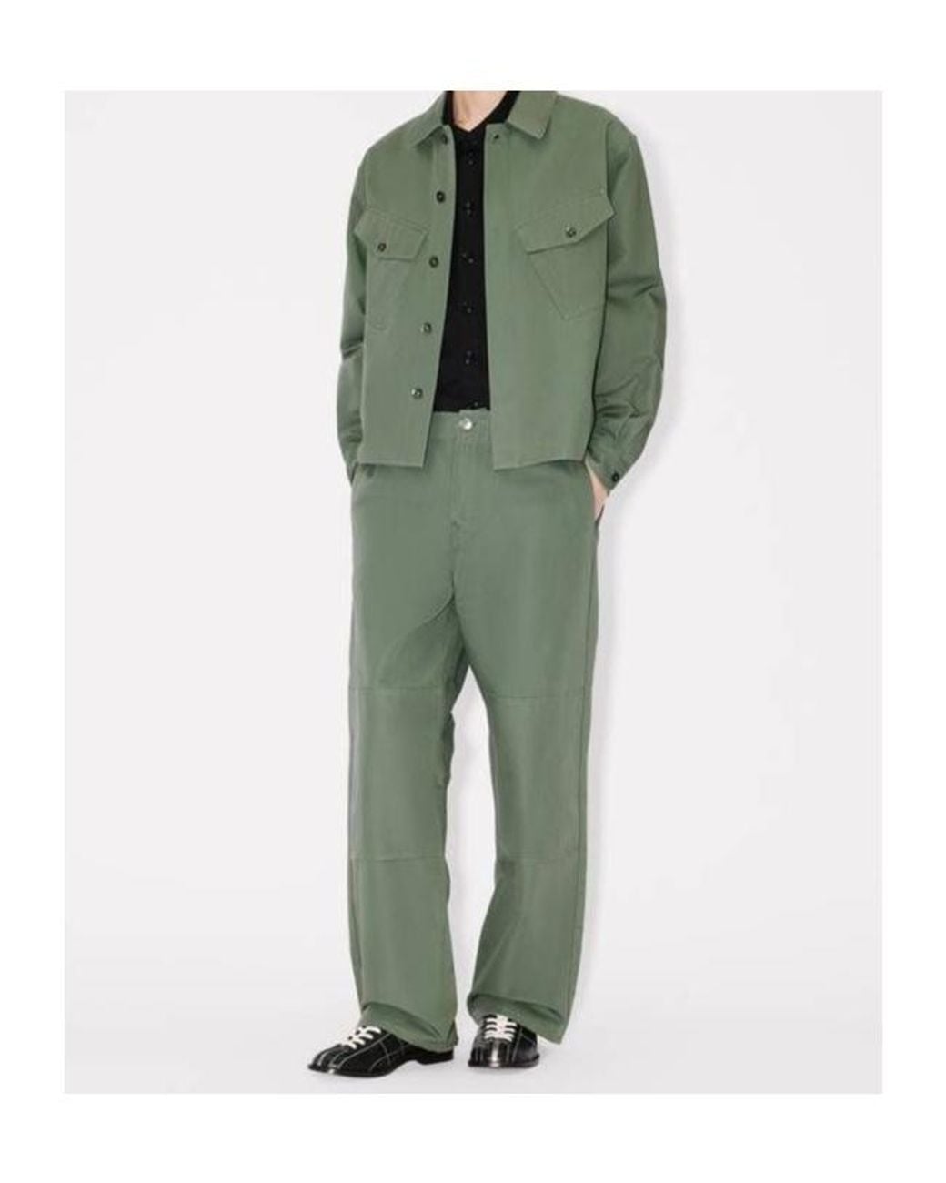 KENZO Green Long-Sleeved Overshirt for men