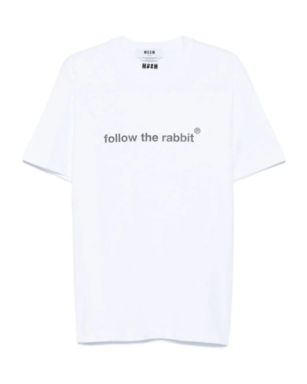 MSGM White 'Follow The Rabbit' Quotes Jersey T-Shirt for men