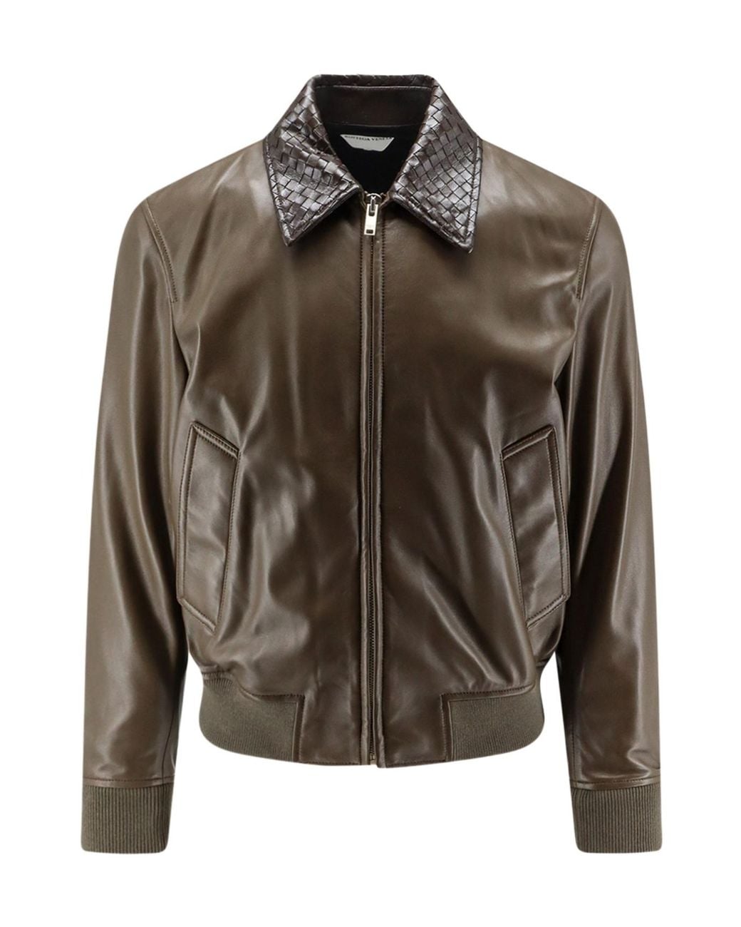 Bottega Veneta Brown Shiny Leather Blouson
