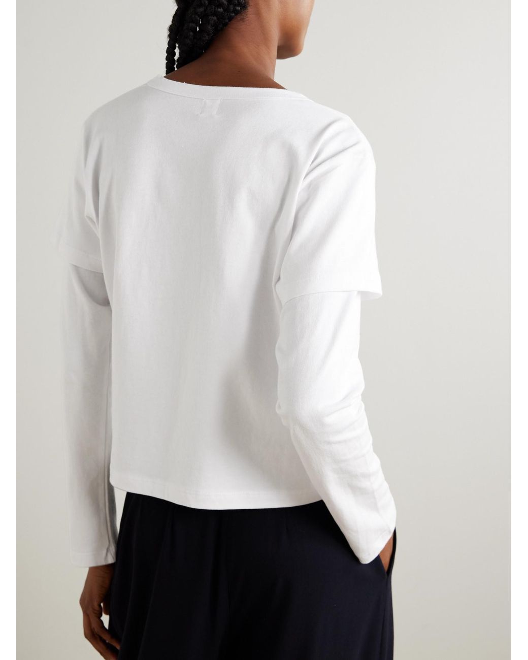 Leset White Margo Layered Cotton-Jersey T-Shirt