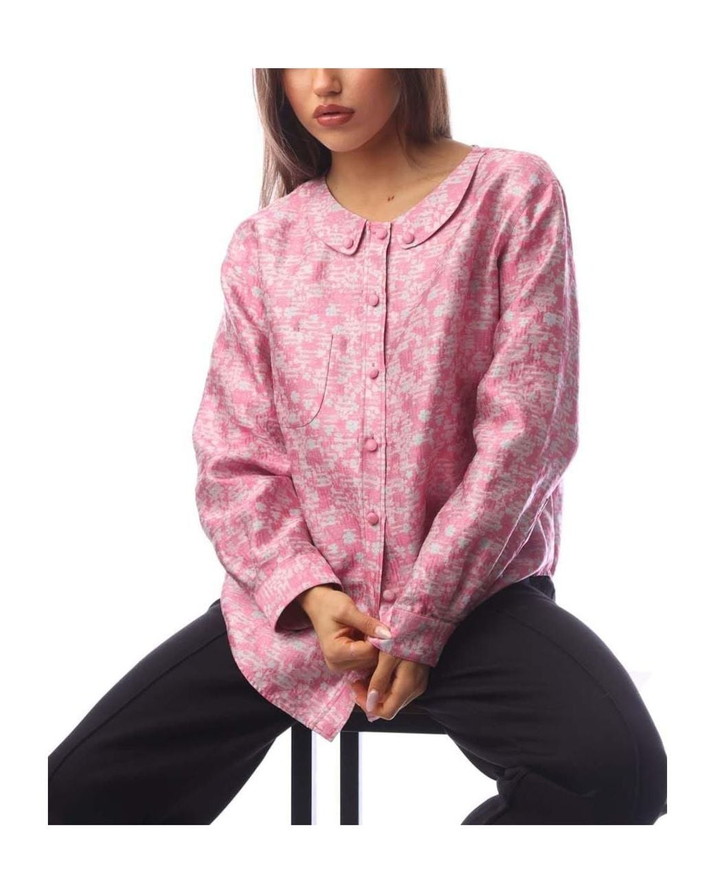 Emporio Armani Red Floralprint Longsleeve Shirt