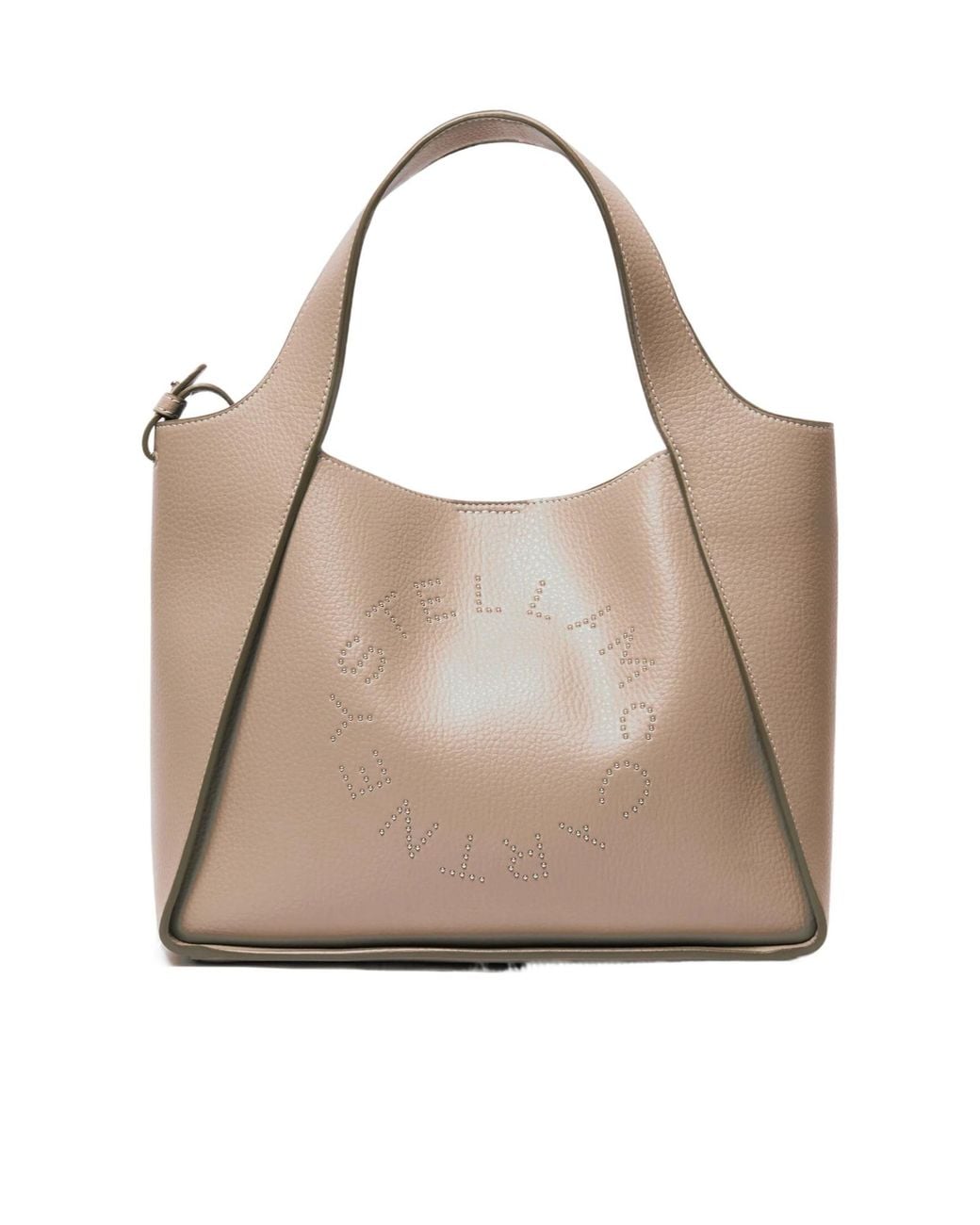 Stella McCartney Natural Logo Detailed Top Handle Bag