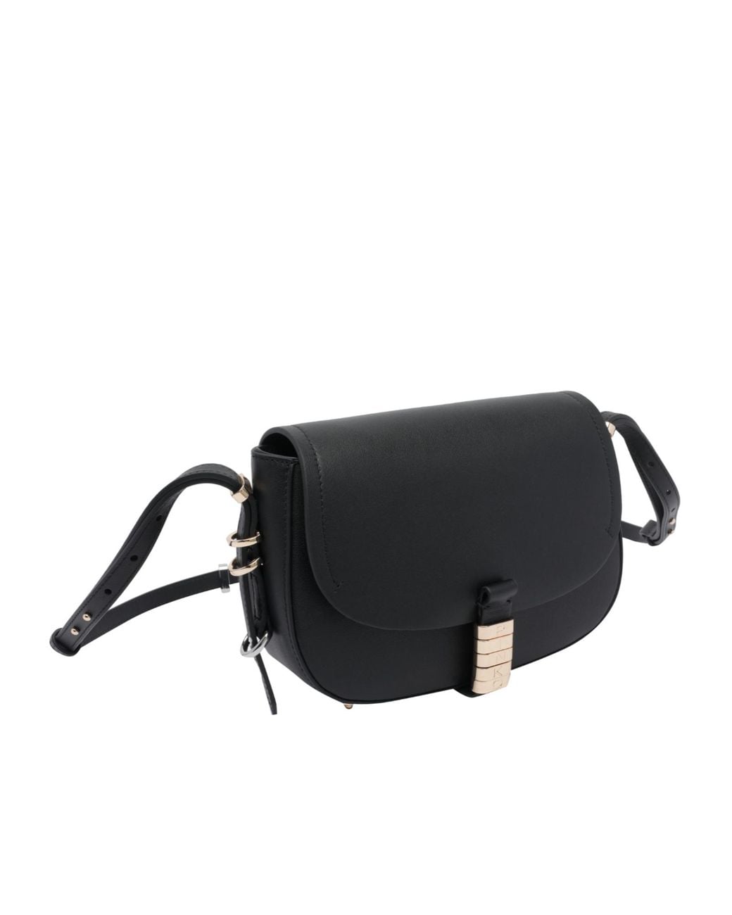 Pinko Black Saddle Foldover Top Mini Crossbody Bag