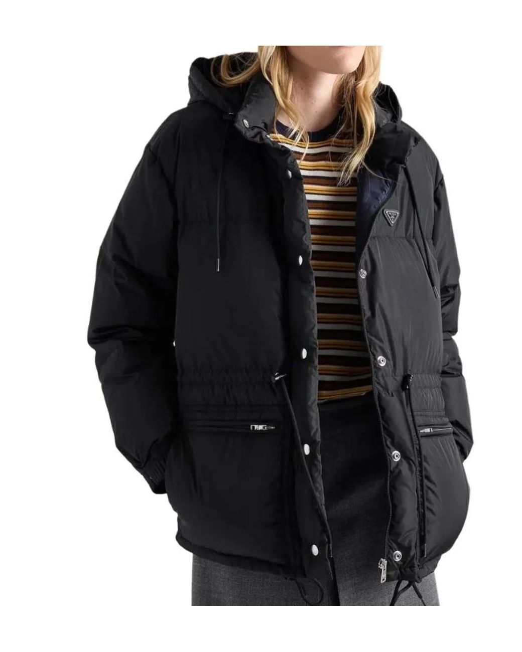 Prada Black Logo Plaque Padded Jacket