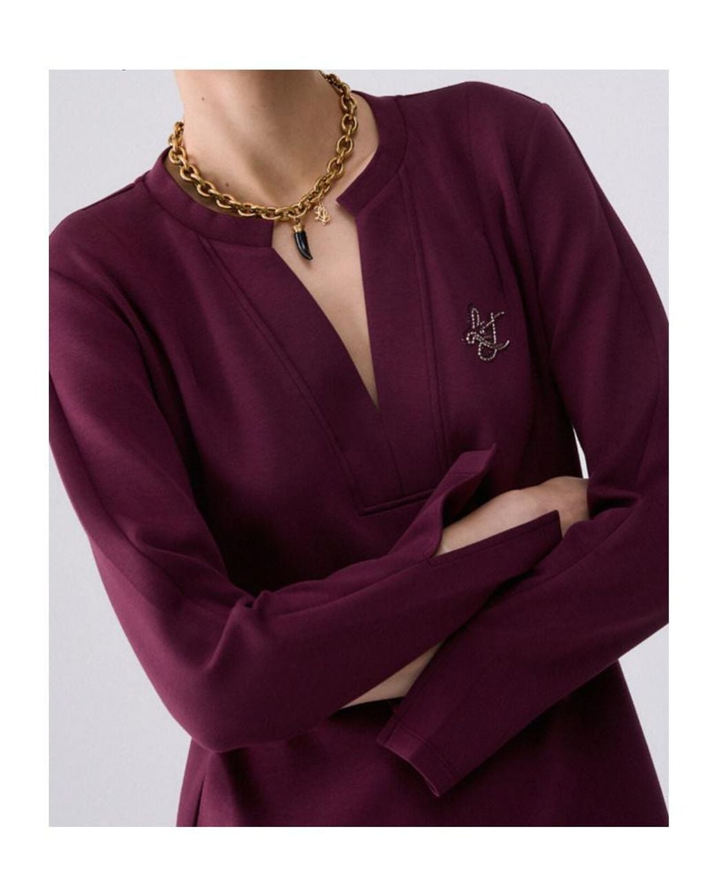 Liu Jo Purple Logo-Embellished Long-Sleeve Mini Dress