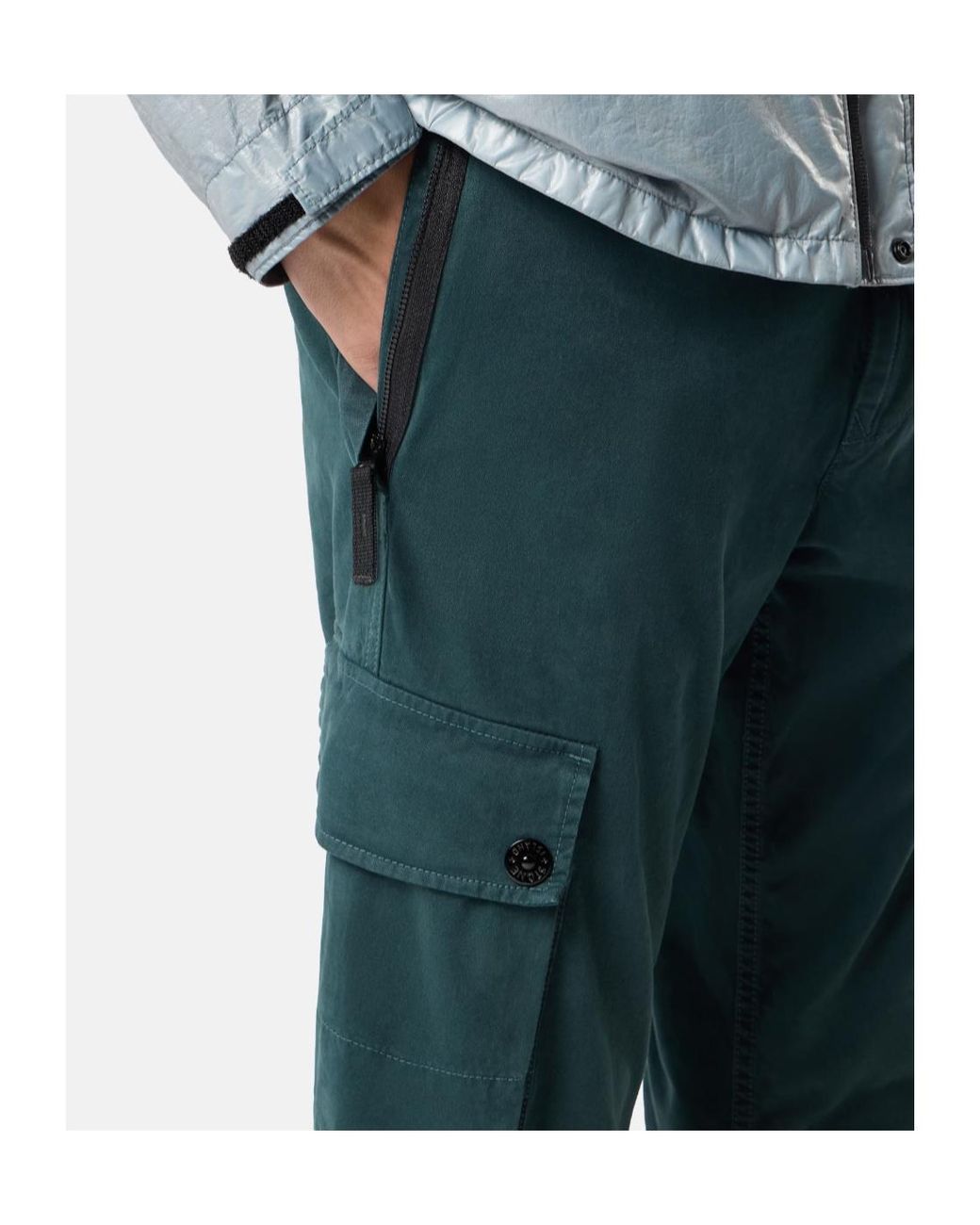 Stone Island Blue Logo-Patch Cargo Pants for men