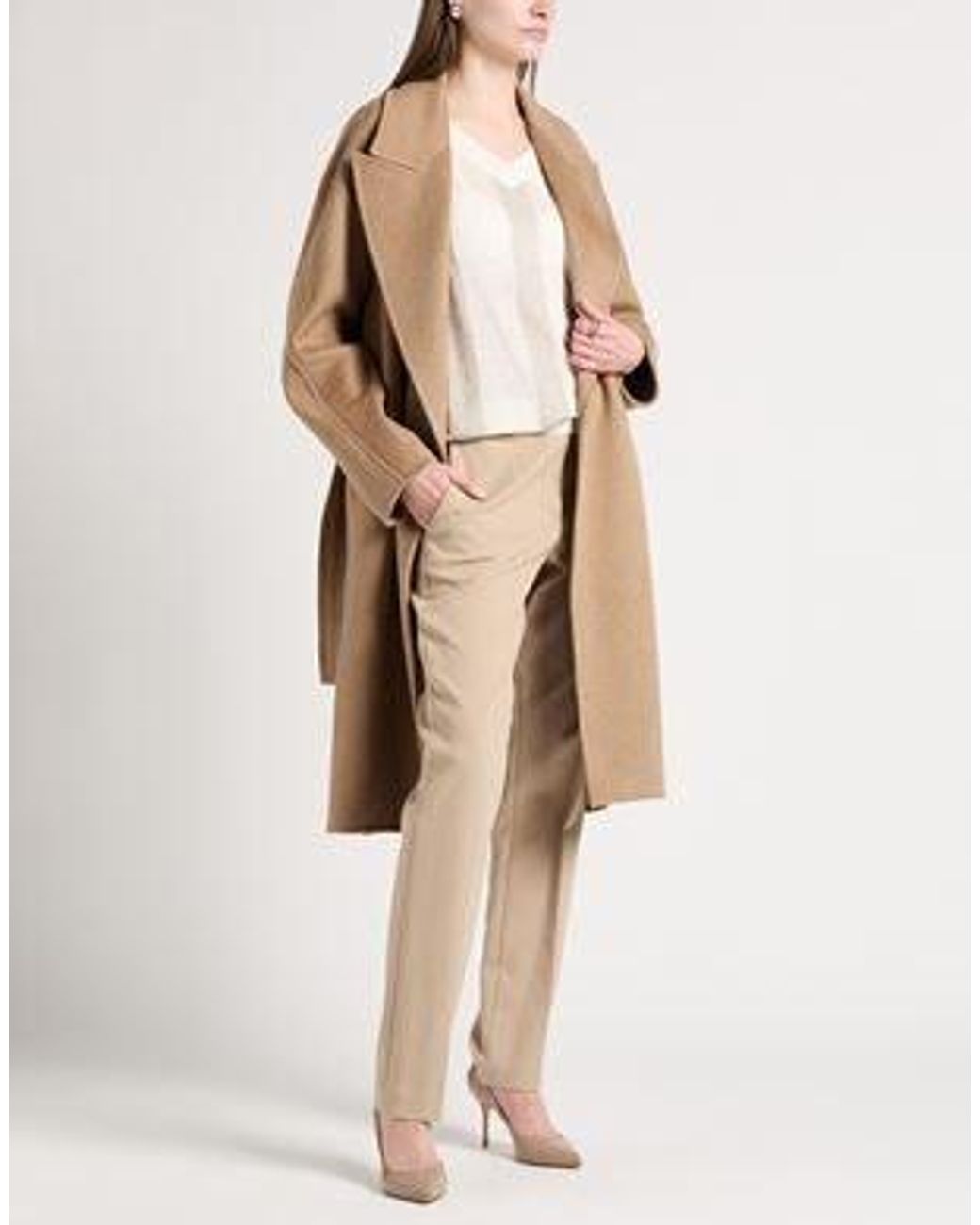 Max Mara Natural Stylish Versatile Long Coat