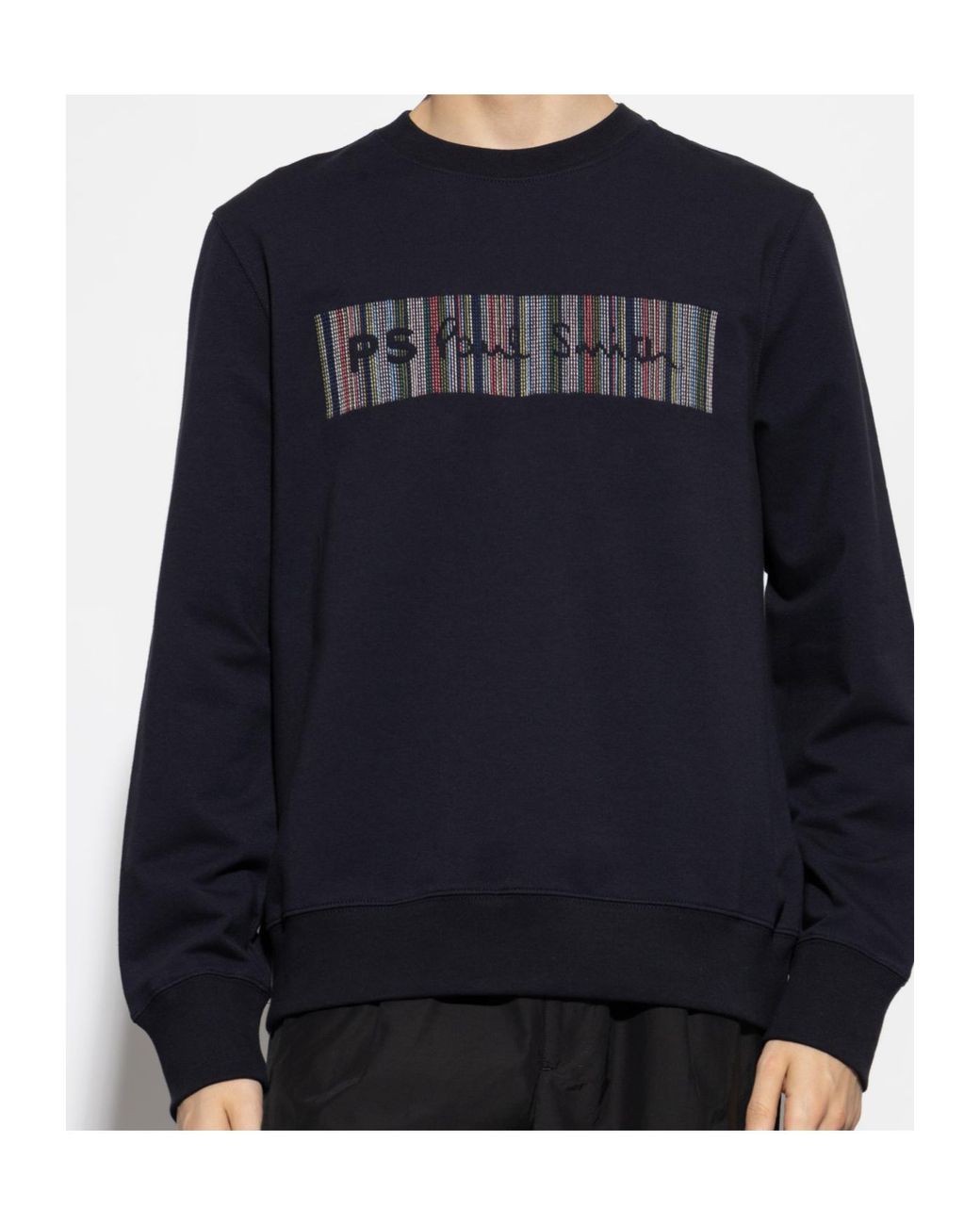Paul Smith Blue Ps Paul Smith Logo Embroidered Crewneck Sweatshirt for men