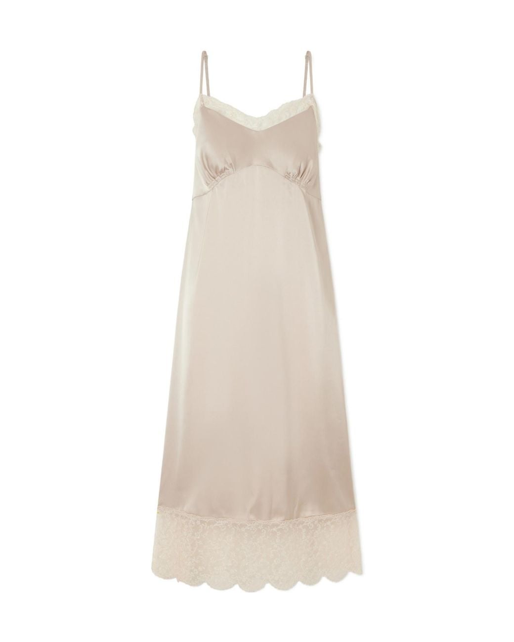 Simone Rocha Natural Lace-Trimed Satin Midi Dress
