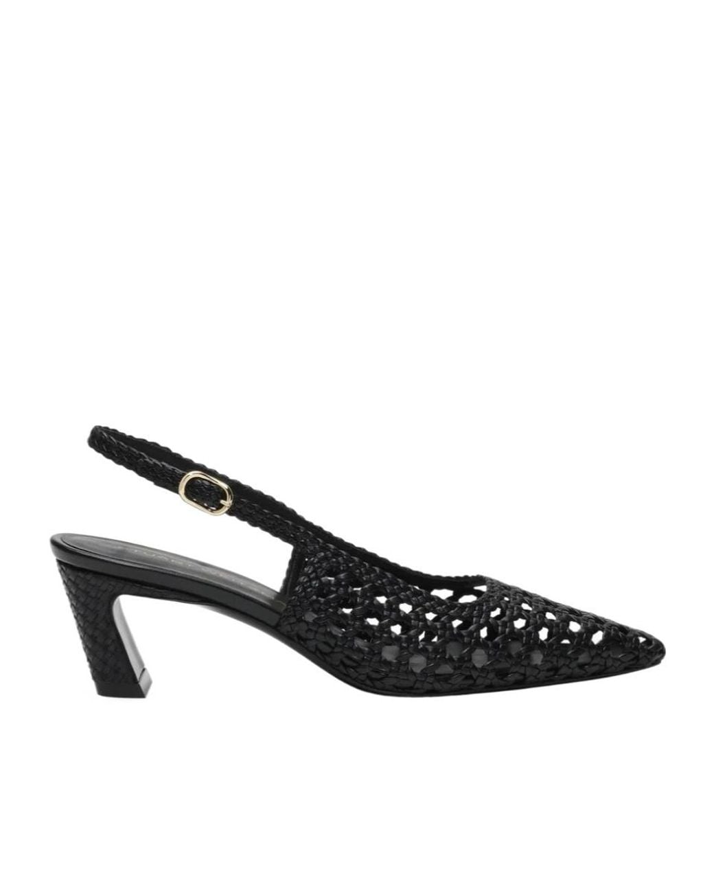 Stuart Weitzman Black Stassi Woven Slingback 50