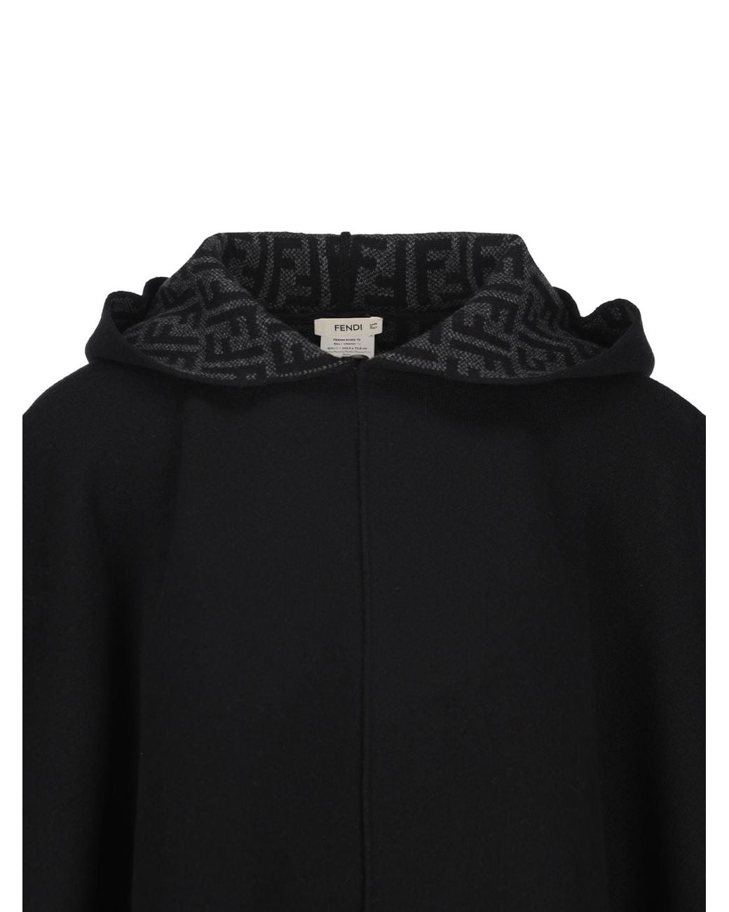 Fendi Black Hooded Ff Monogram Cape