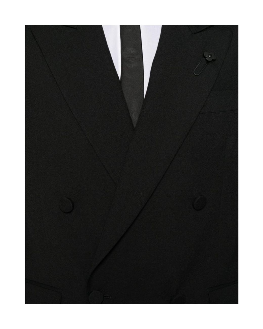 Lardini Black Double-Breasted Peak-Lapel Jacket for men