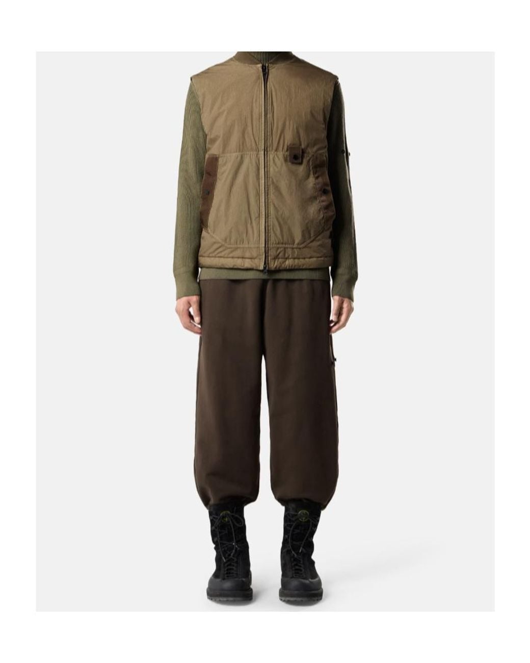 Stone Island Green Zip-Up Sleeveless Jacket for men