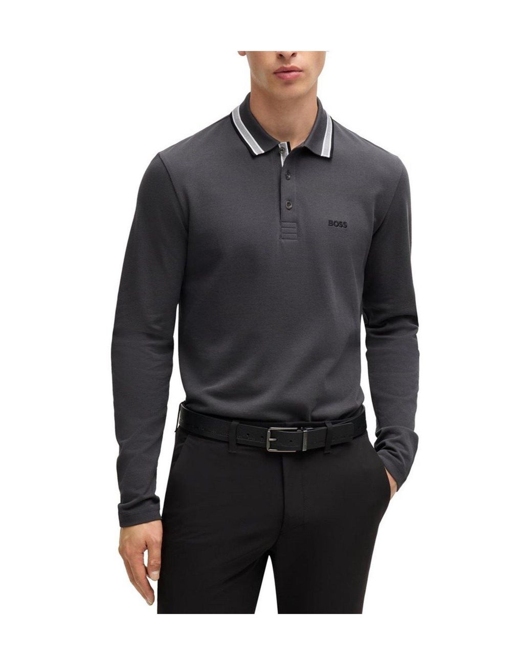 Boss Black Longsleeve Polo Shirt for men