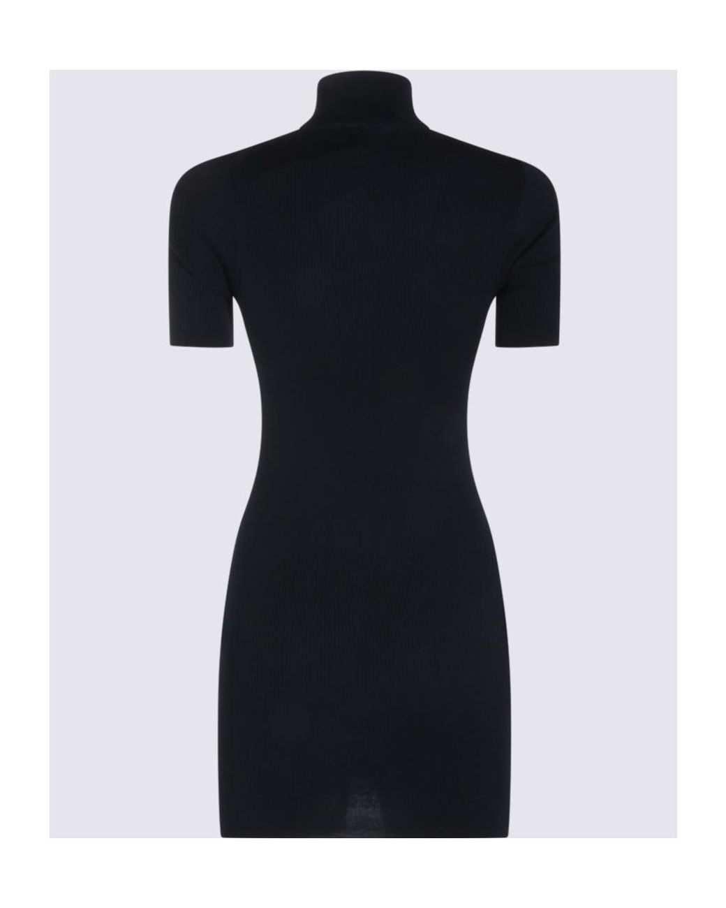 Miu Miu Black Ribbed Knit Cotton Dress