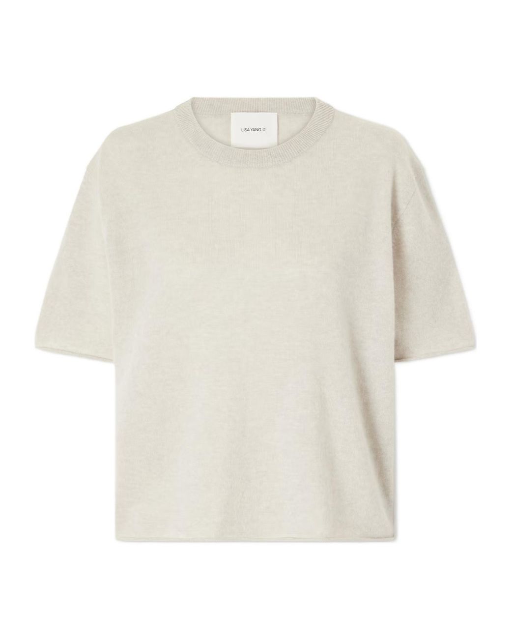 Lisa Yang White Casual Cropped Knit Top