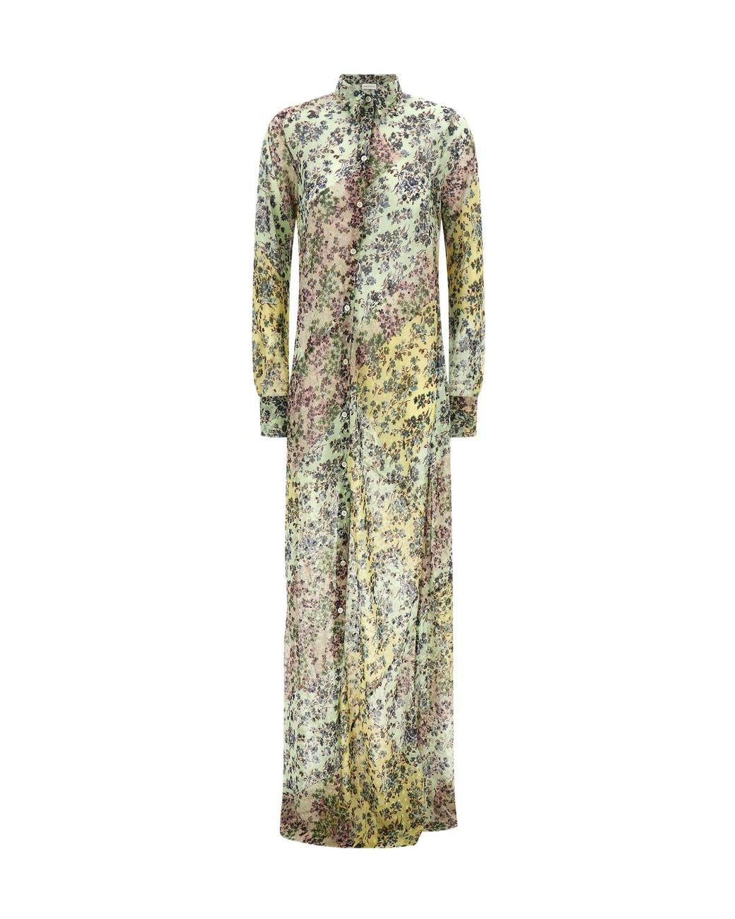 Dries Van Noten Metallic Dalima Floral Shirt Dress