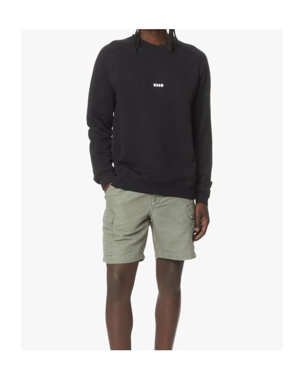 MSGM Black Logo Printed Crewneck Sweatshirt for men