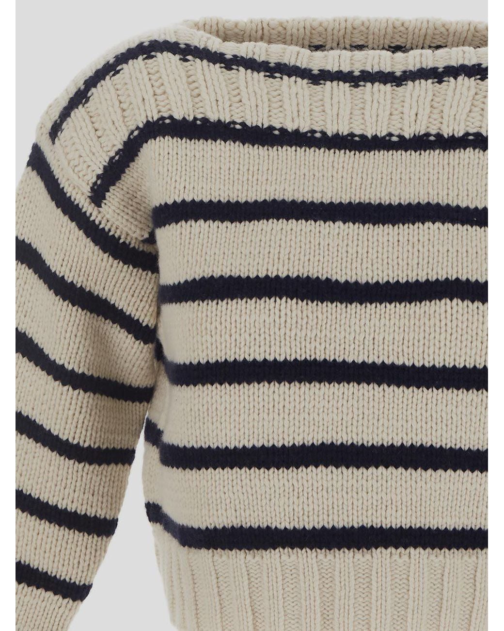 Céline White Boat Neck Jumper