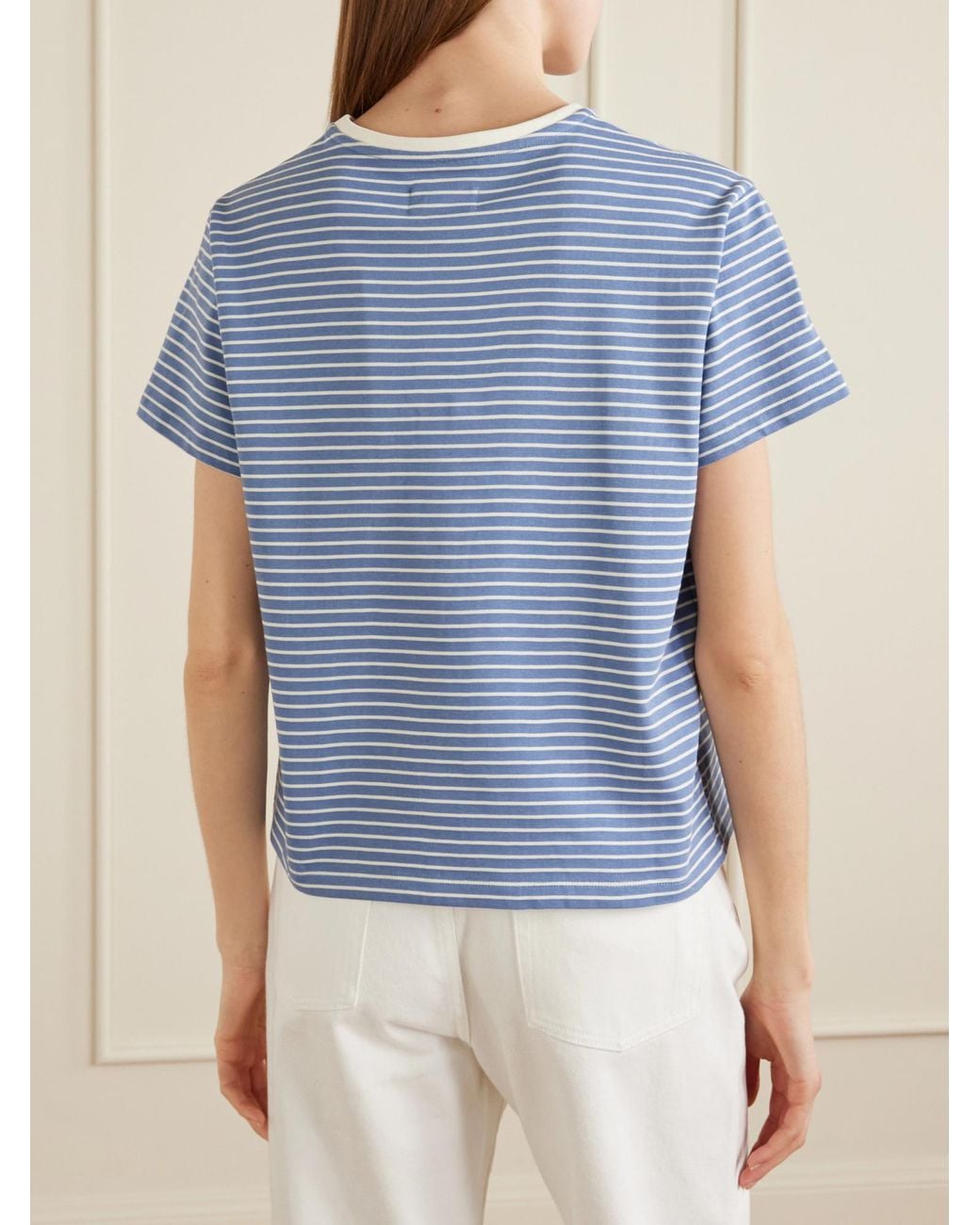 Still Here Blue Striped Cotton-Jersey T-Shirt