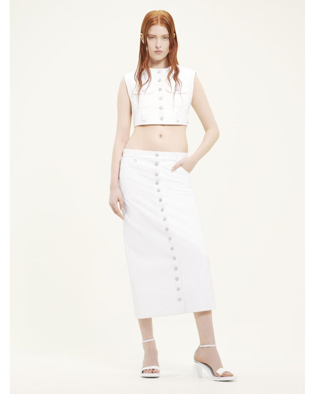 Courreges White Courrèges Button-Up Vinyl Skirt