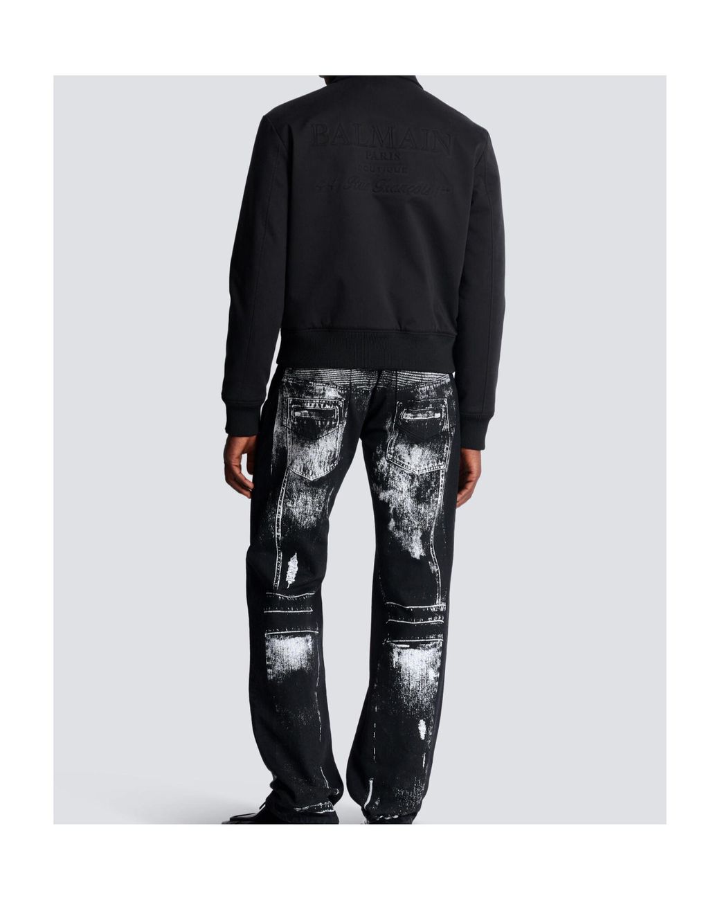 Balmain Black Cotton Bomber Jacket With Vintage Logo for men