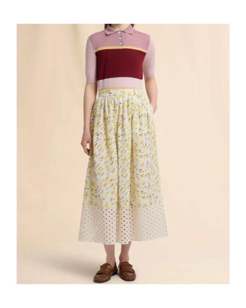 Marni White Brushstroke Wave Printed Midi Skirt