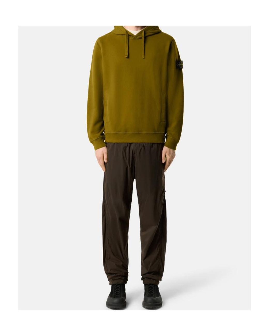 Stone Island Green Logo Patch Hoodie for men