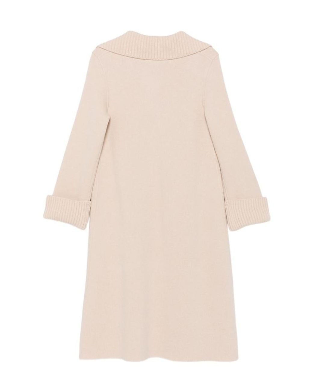 D.exterior Natural Ribbed Trim Double-Breasted Coat