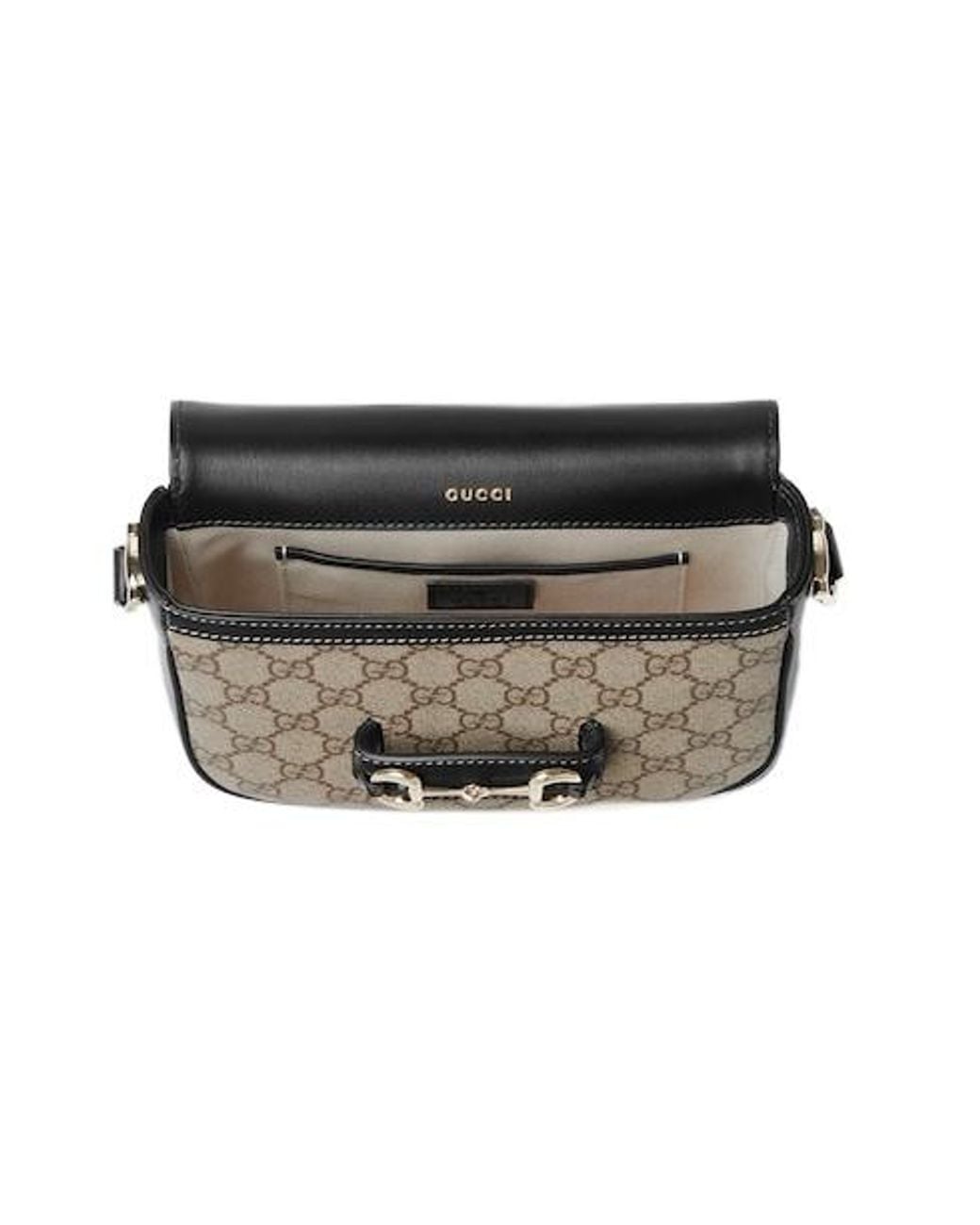 Gucci Black Horsebit 1955 Soft Small Shoulder Bag, Gg Canvas