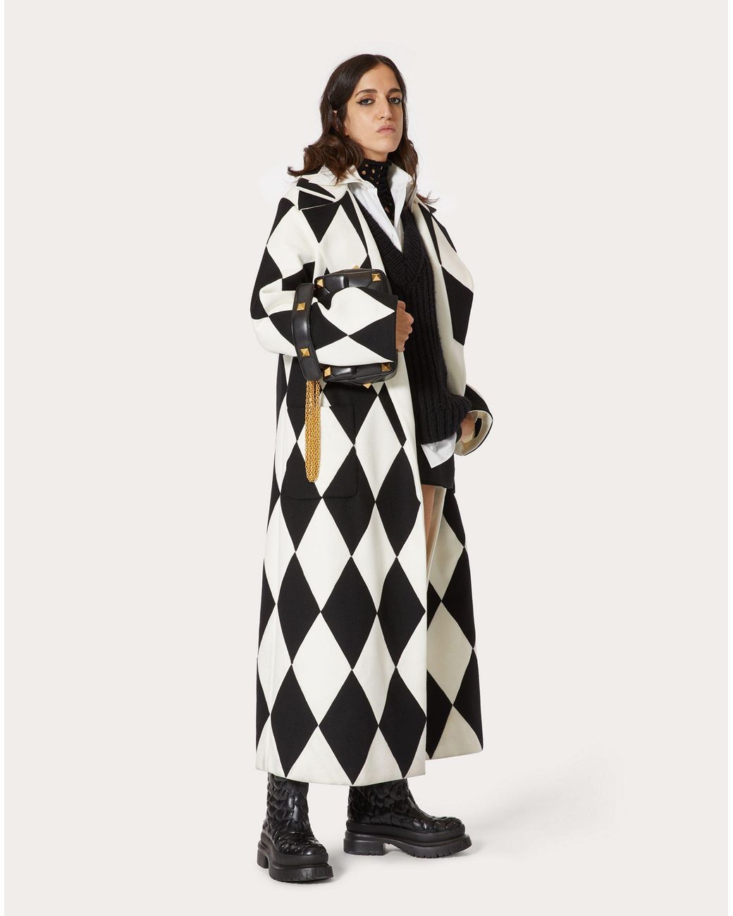 Valentino White Geometric Pattern Coat