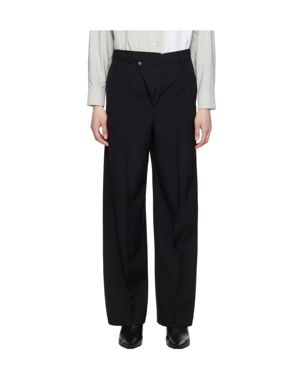 MM6 by Maison Margiela Black Off-Centre Wide-Leg Trousers
