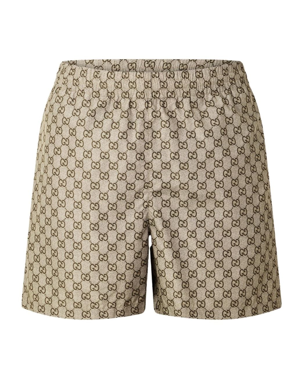 Gucci Natural Monogram Print Elastic Waist Shorts for men