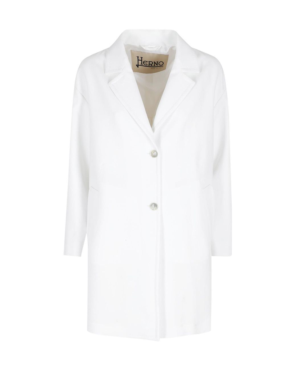 Herno White Single-Breasted Long Jacket