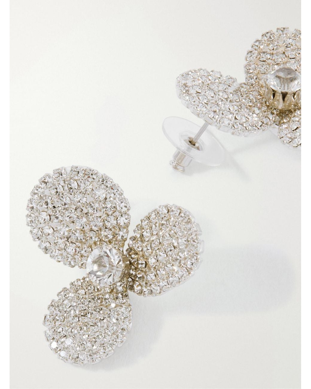 Jennifer Behr White Crystal-Embellished-Tone Metal Earrings