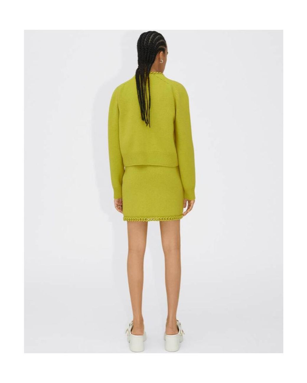 Bottega Veneta Yellow High-Waisted Knit Mini Skirt
