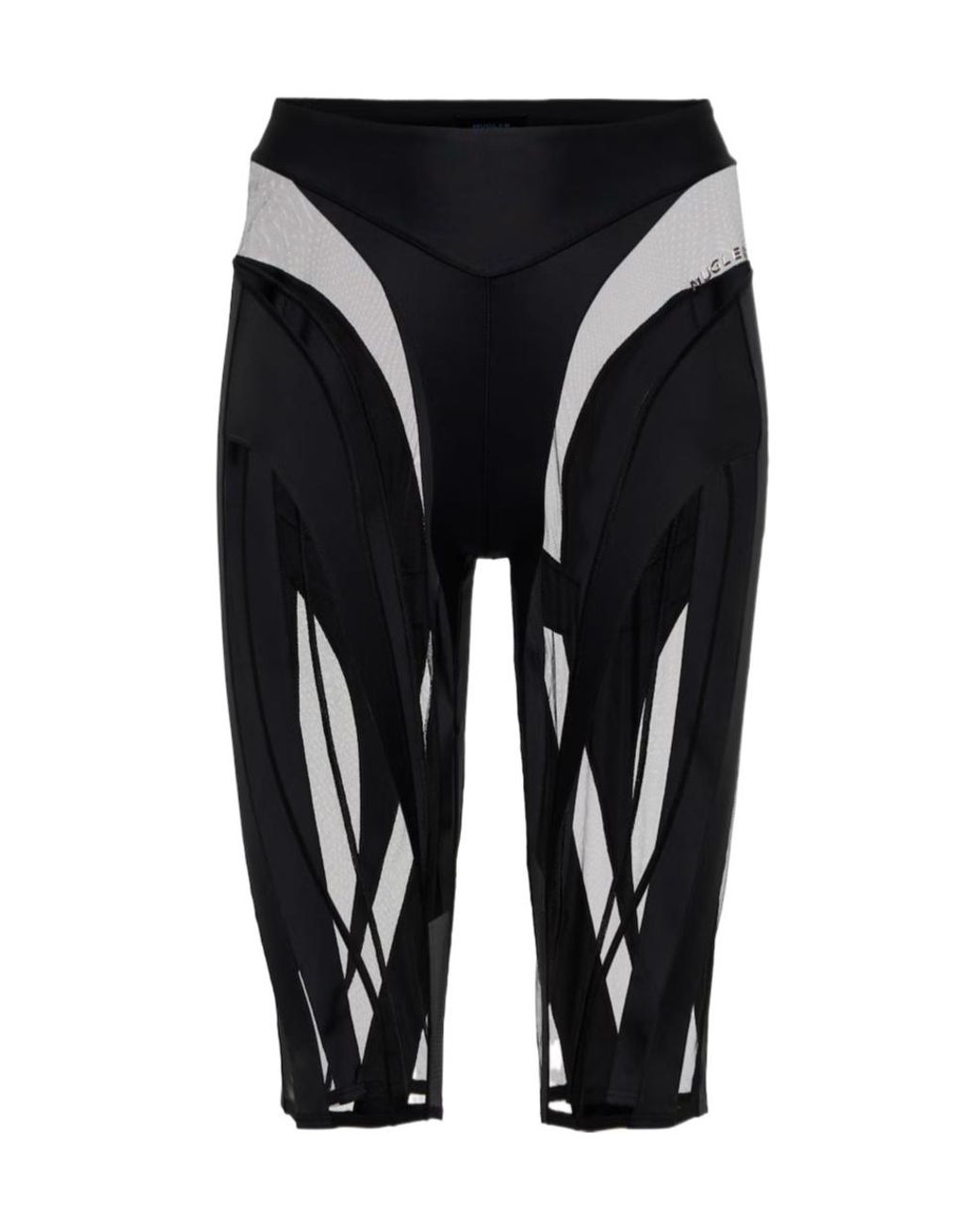 Mugler Black Mesh-Paneled Biker Shorts